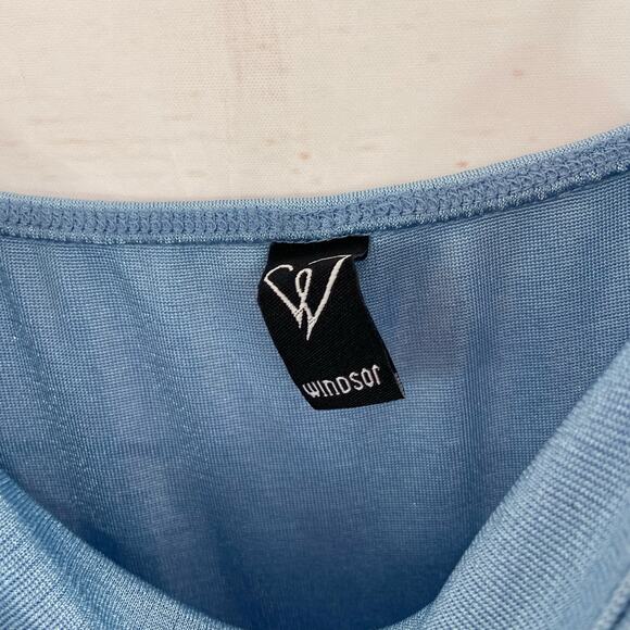 Windsor L Baby Blue Textured Tie Up Ruched Square Neck Mini Cocktail Dress - Picture 6 of 7